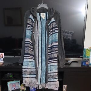 Striped Hooded Cardigan